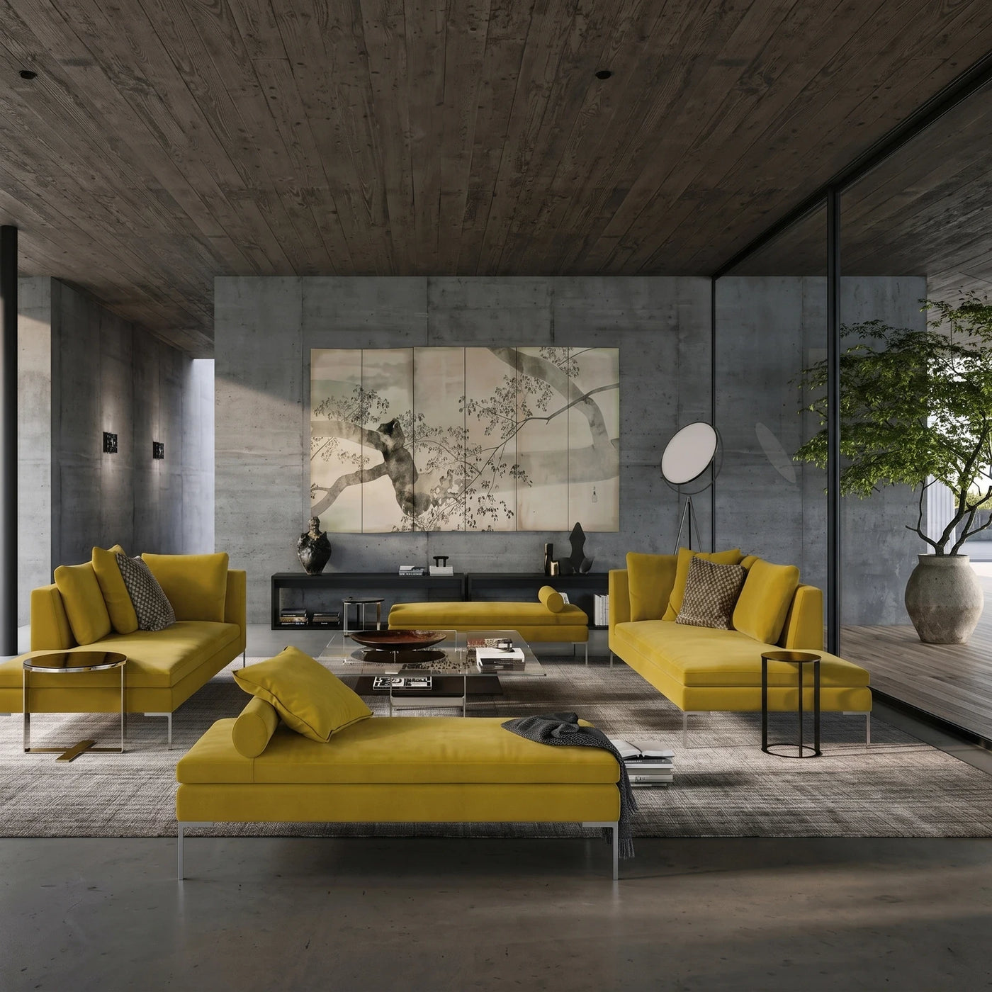 Contemporary Yellow Living Room