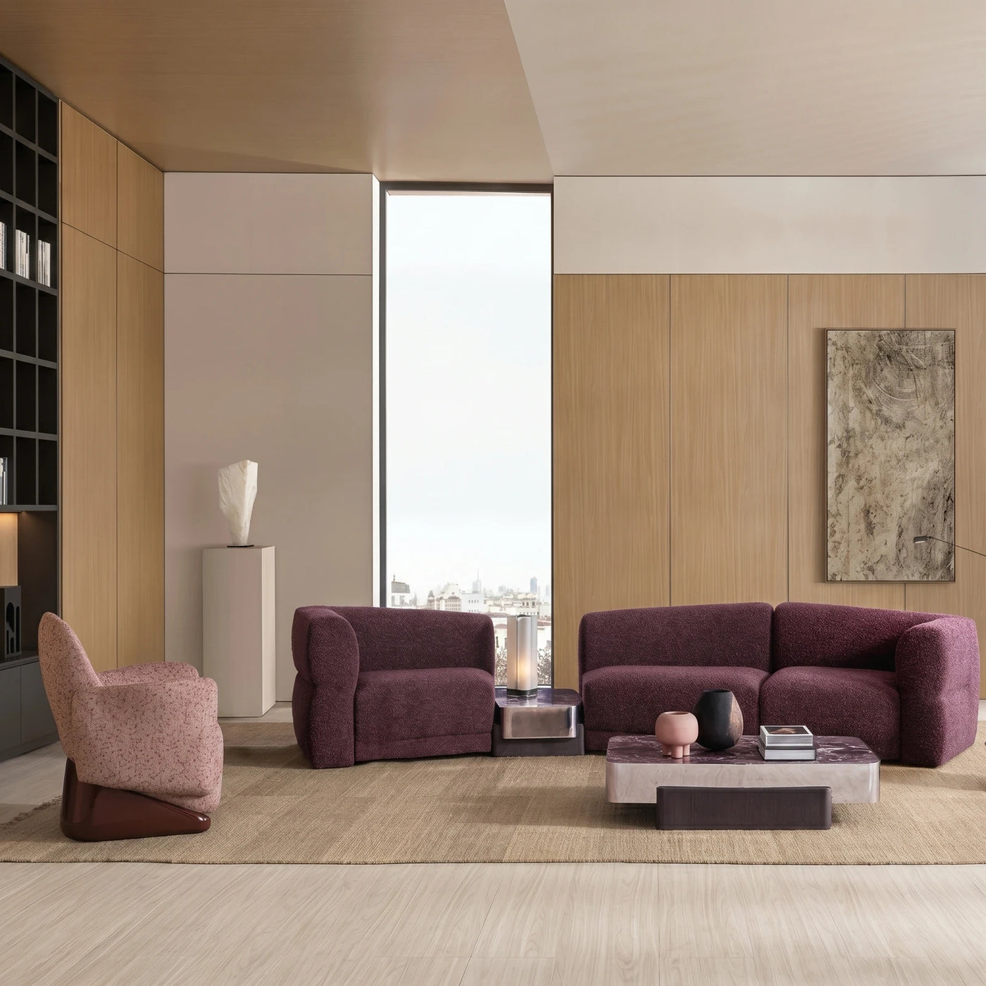Contemporary Purple Boucle Living Space
