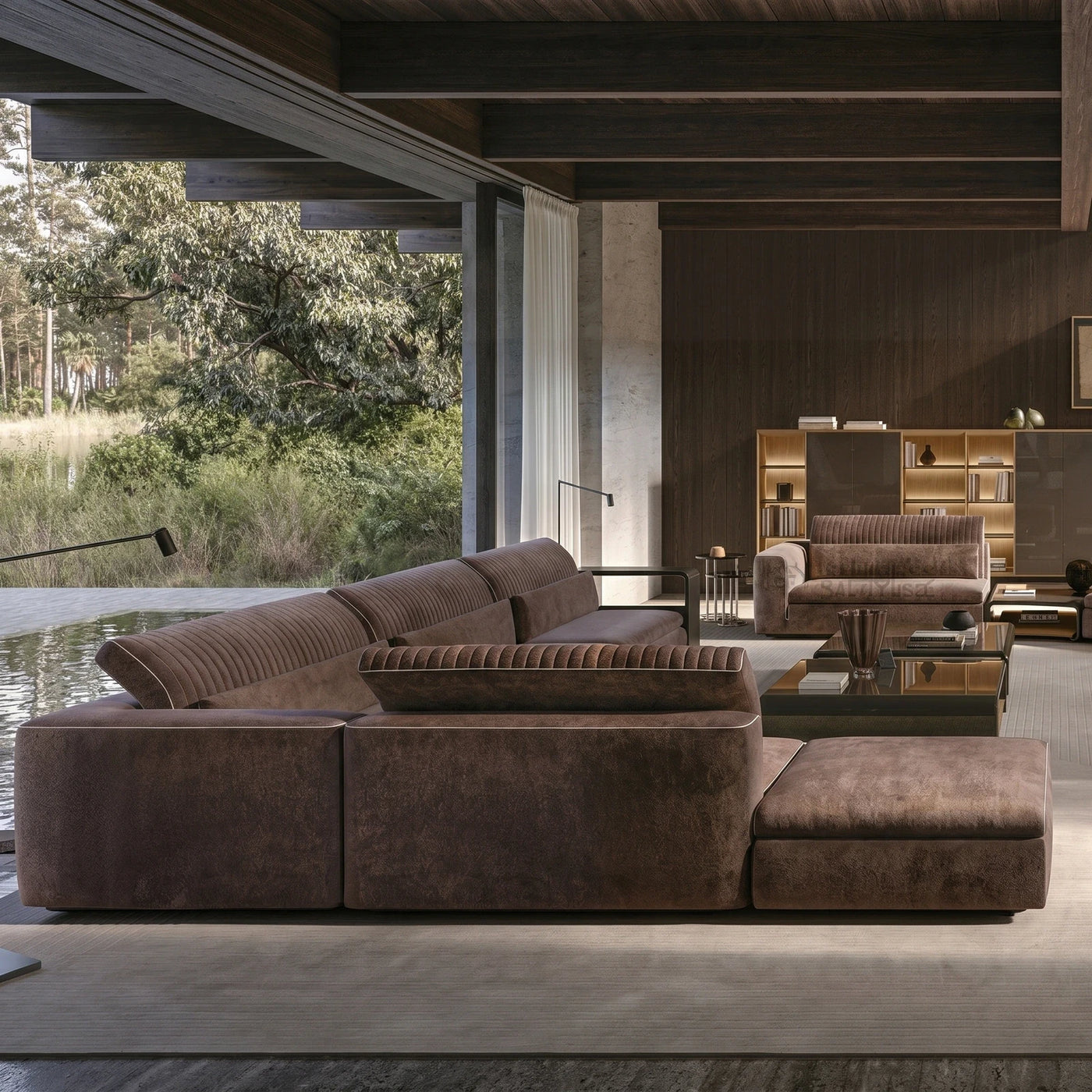 Contemporary Brown Living Room