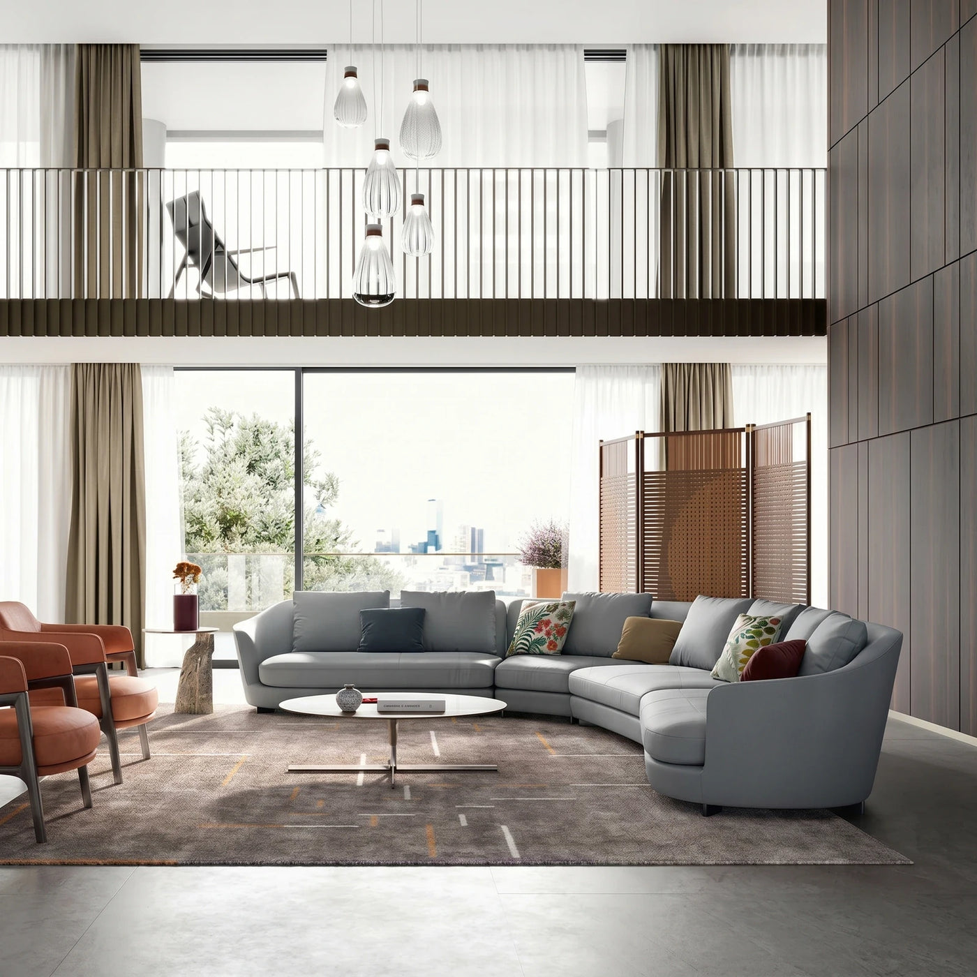 Modern Curved Sectional Living Room