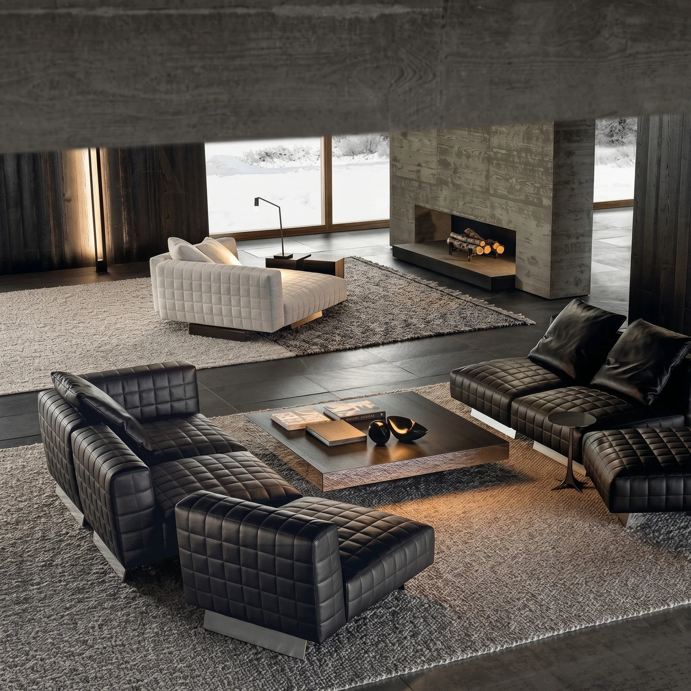 Modern Quilted Leather Living Room Scene