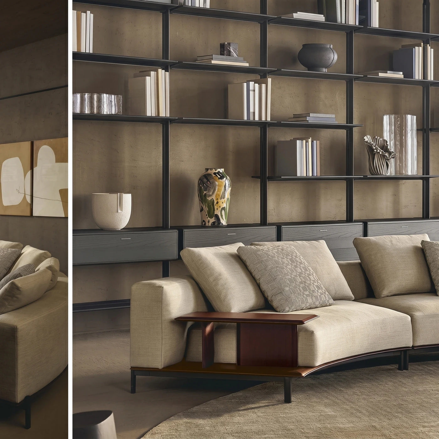 Modern Living Room Shelving Setup