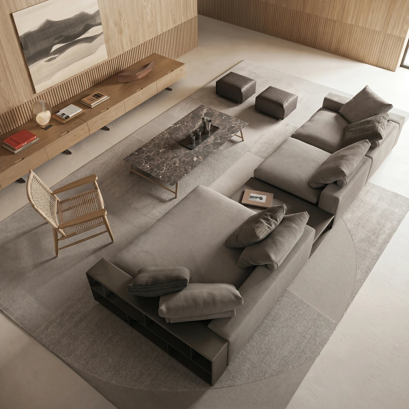 Modern Warm Minimalist Living Room Scene