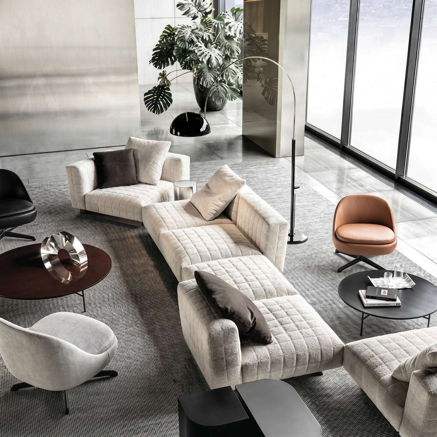 Contemporary Cream Modular Living Room