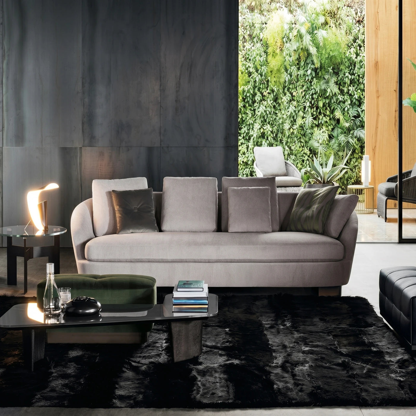 Modern Living Room with Garden View