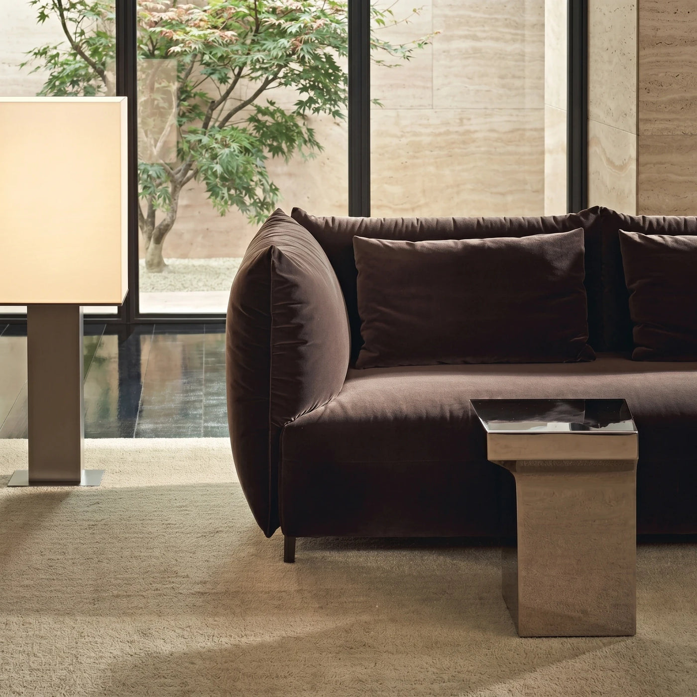 Modern Living Room with Brown Sofa
