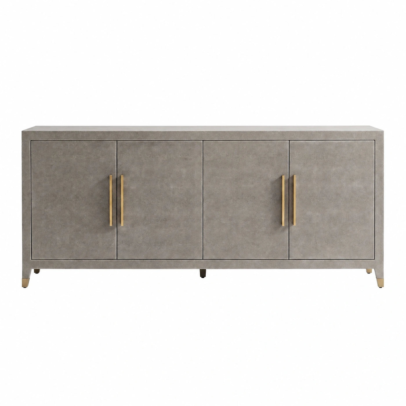Grey Textured Four-Door Sideboard with Gold Handles