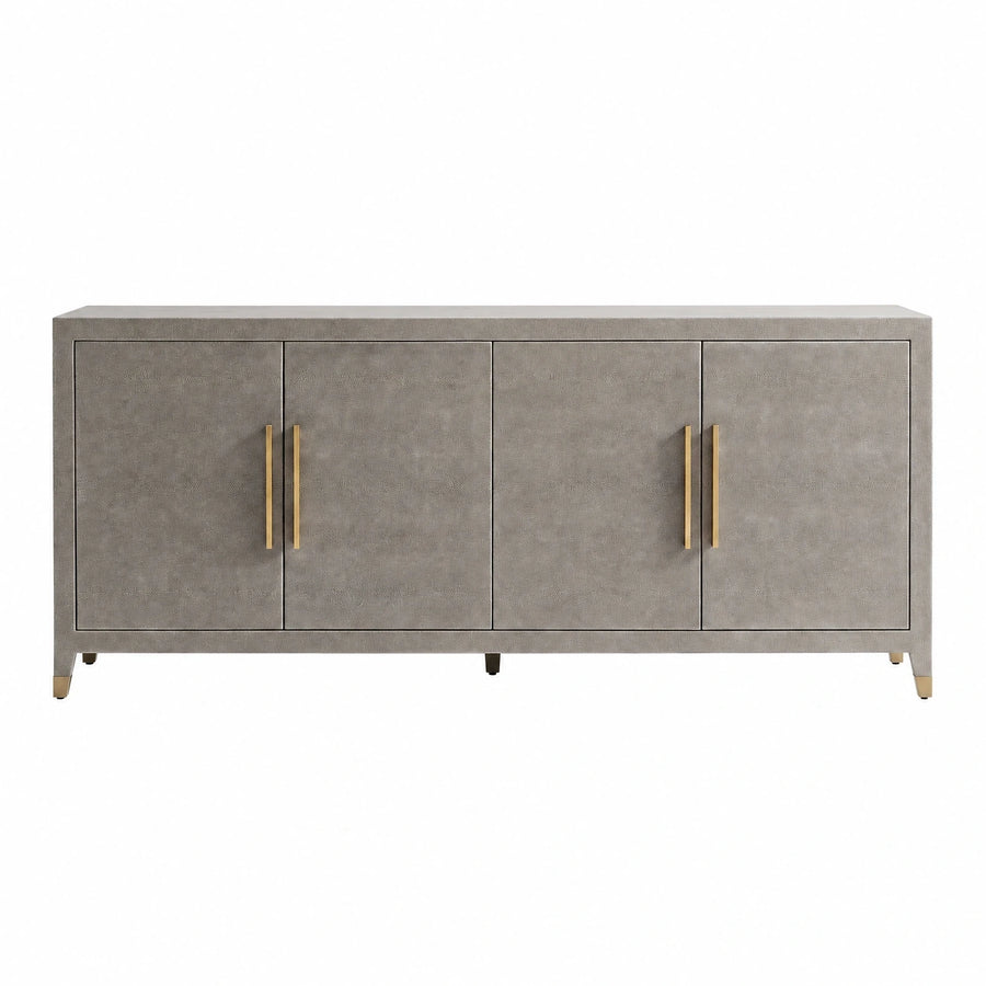 Grey Textured Four-Door Sideboard with Gold Handles