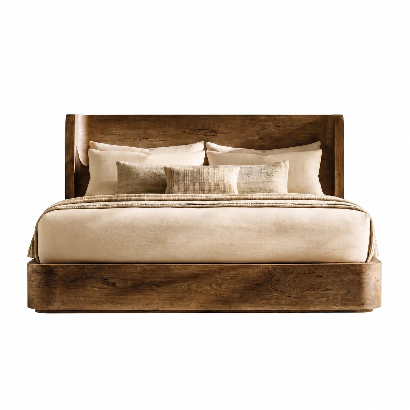 Solid Wood Platform Bed with High Headboard