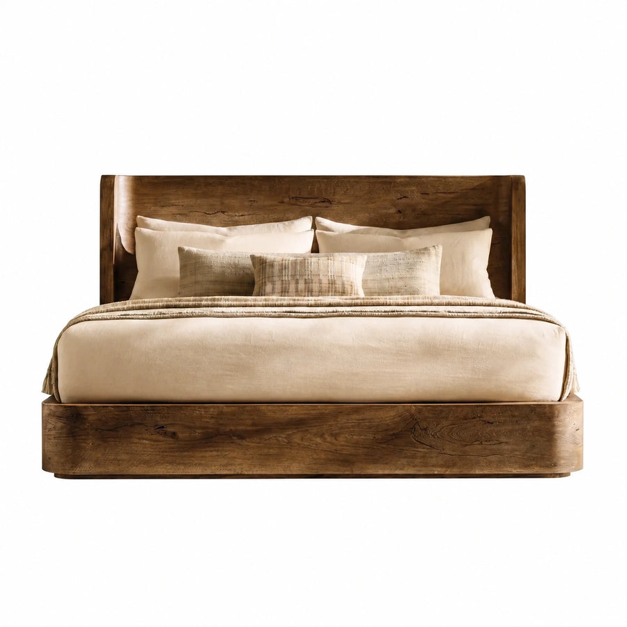 Solid Wood Platform Bed with High Headboard
