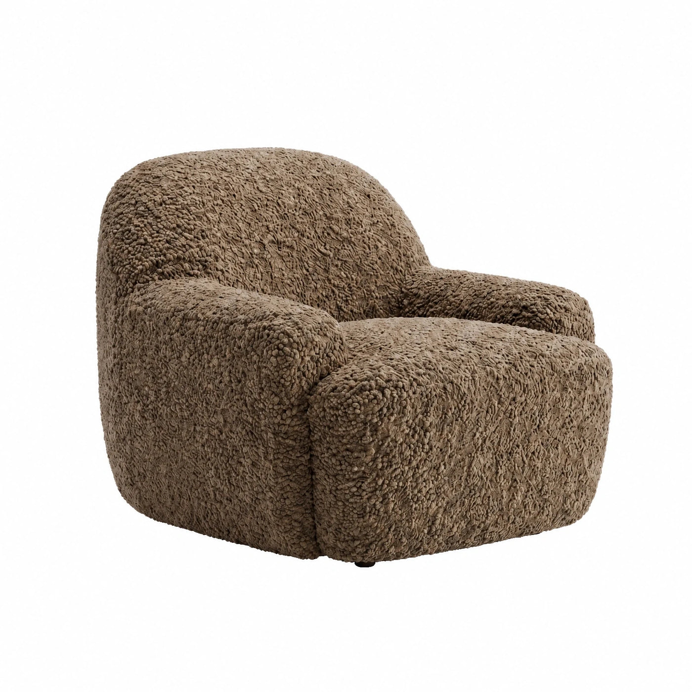 Brown Boucle Armchair with Rounded Silhouette