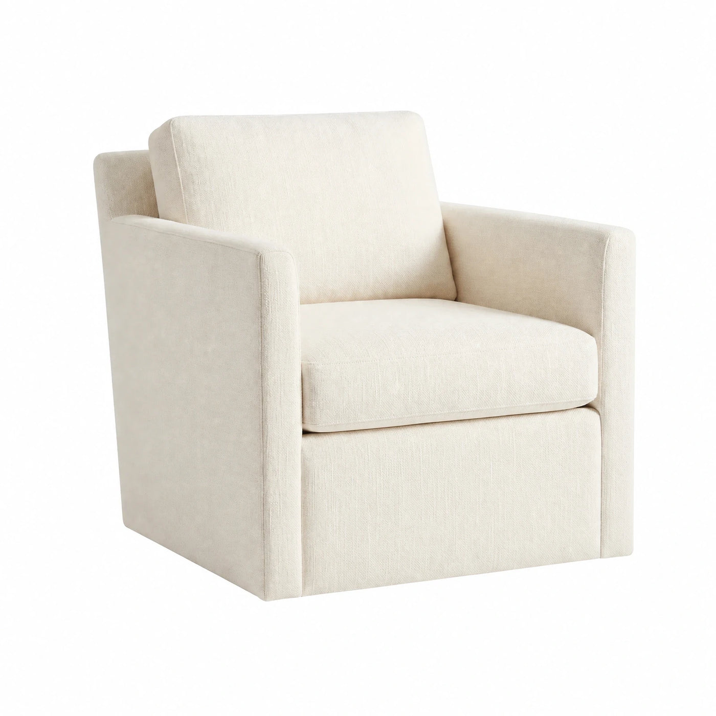 Cream Fabric Swivel Armchair with Box Cushion