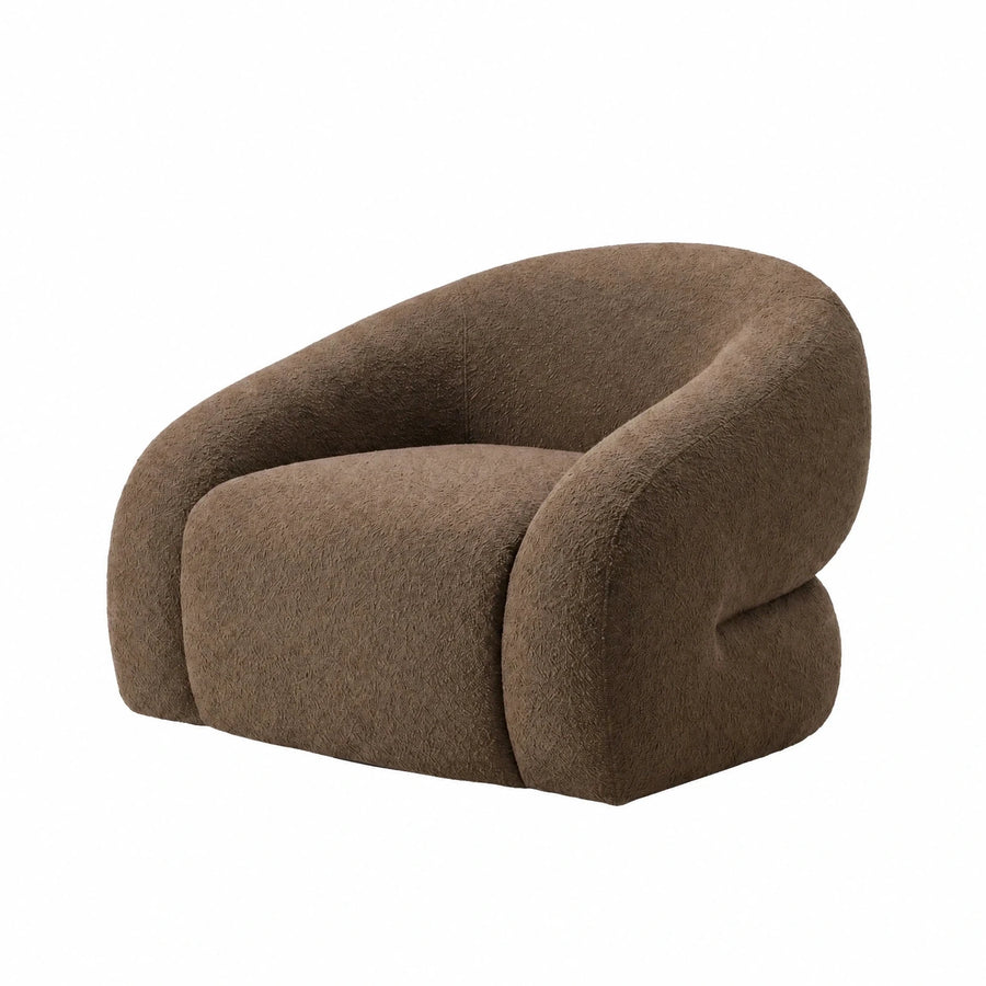 Brown Boucle Tub Armchair
