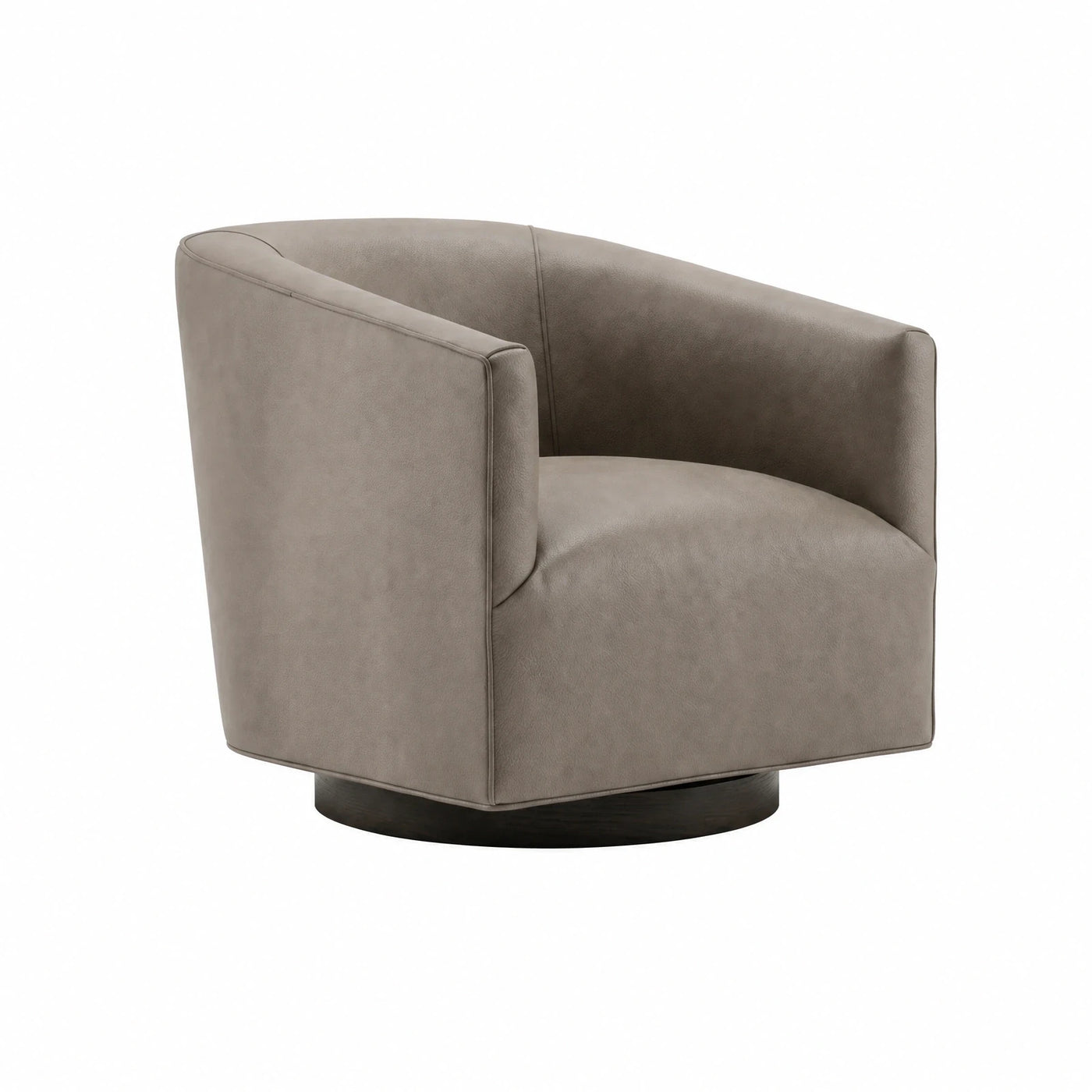 Grey Swivel Armchair with Dark Wood Base