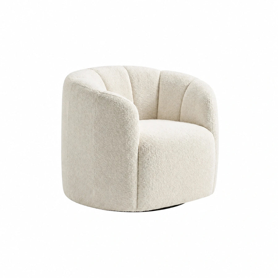 Cream Boucle Swivel Tub Armchair