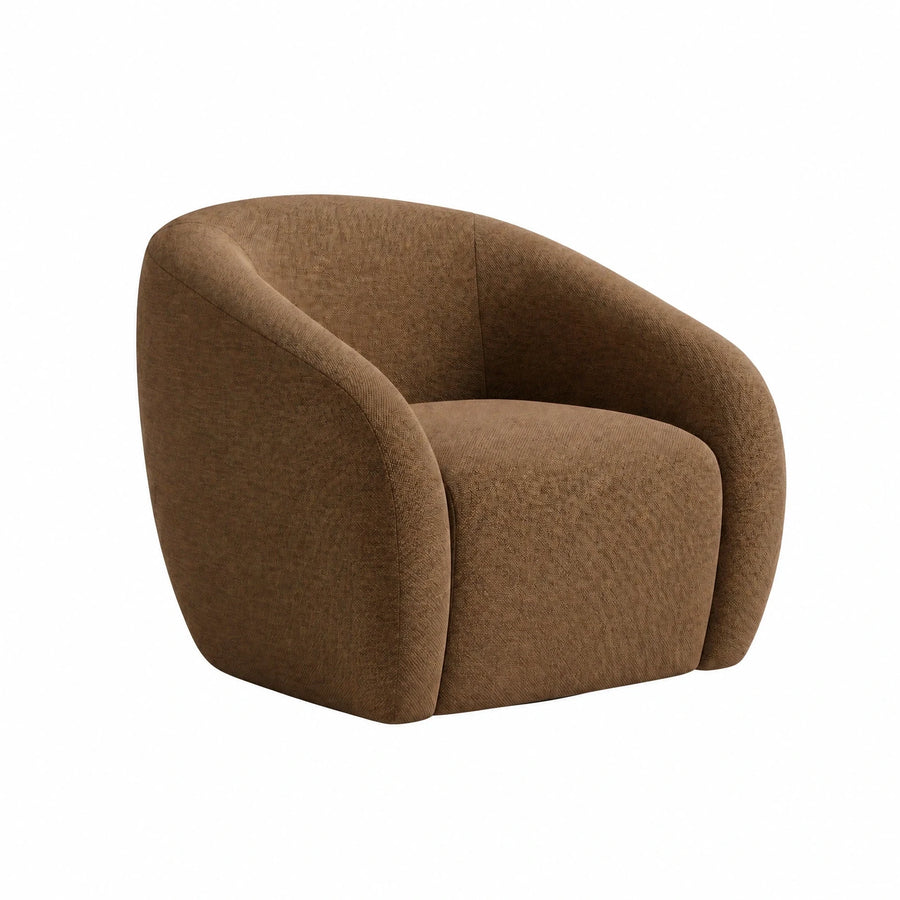 Brown Fabric Tub Armchair