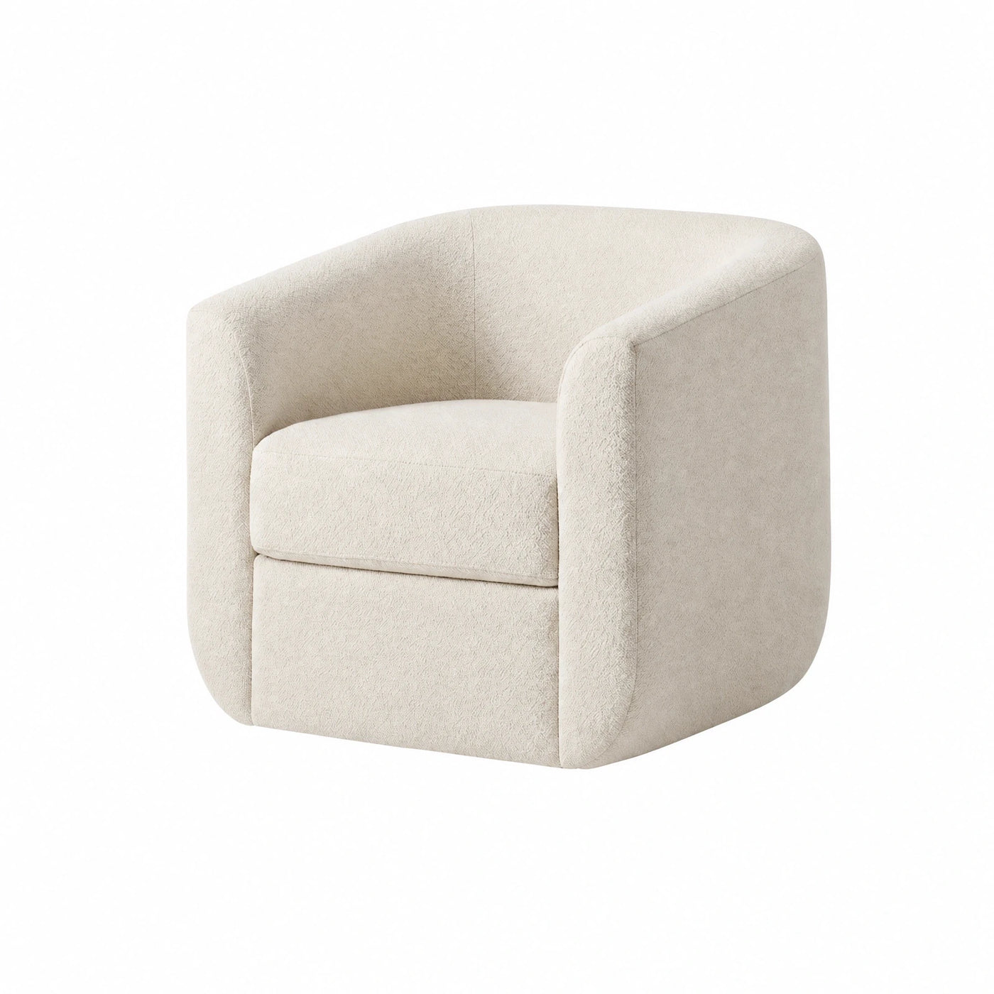 Cream Boucle Tub Armchair with Rounded Back