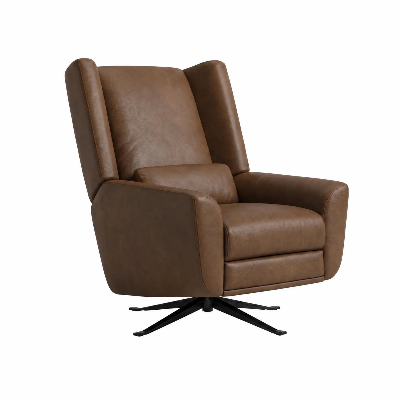 Brown Leather Swivel Recliner Armchair