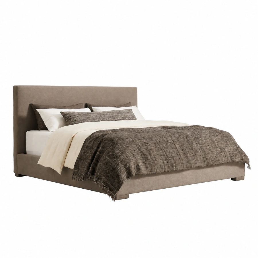Upholstered Platform Bed with Tall Headboard