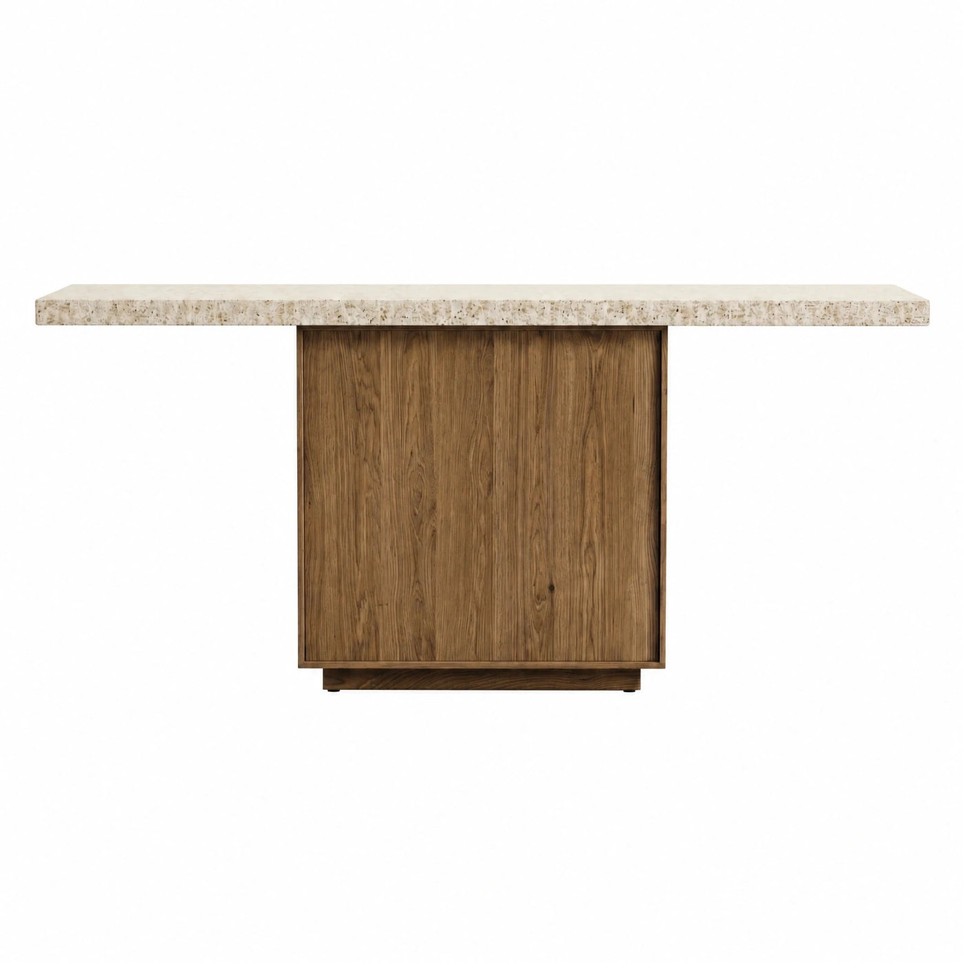 Travertine Top Wood Base Console Table