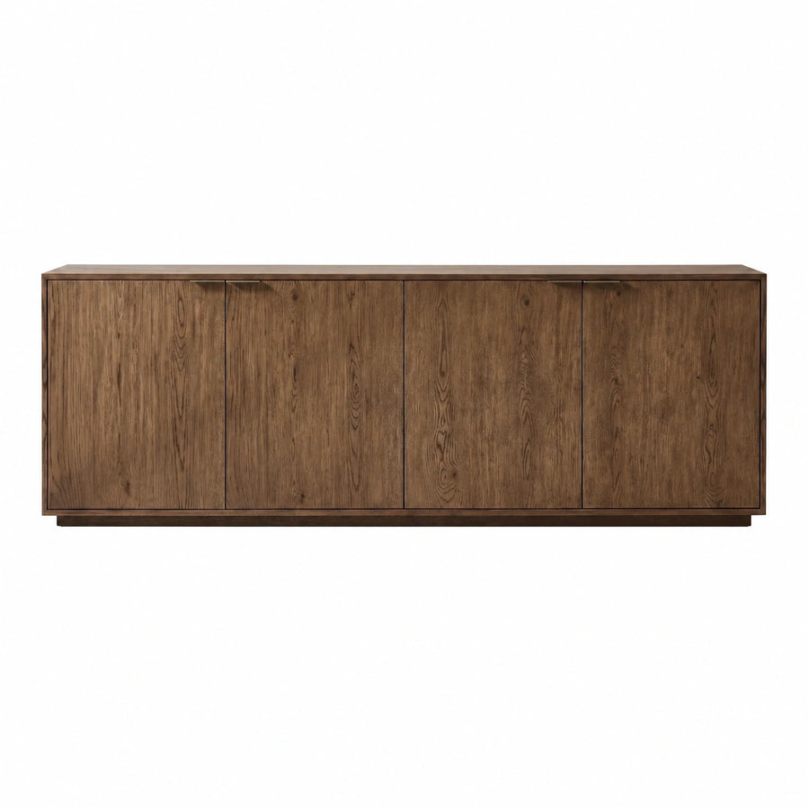 Walnut Wood Four-Door Sideboard Cabinet