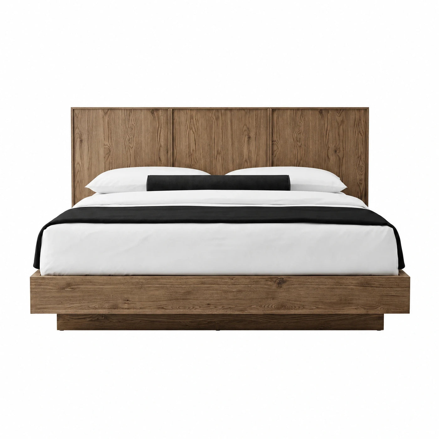 Wood Platform Bed with Tall Headboard