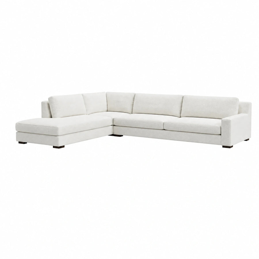 White Fabric L-Shaped Sectional Sofa with Chaise