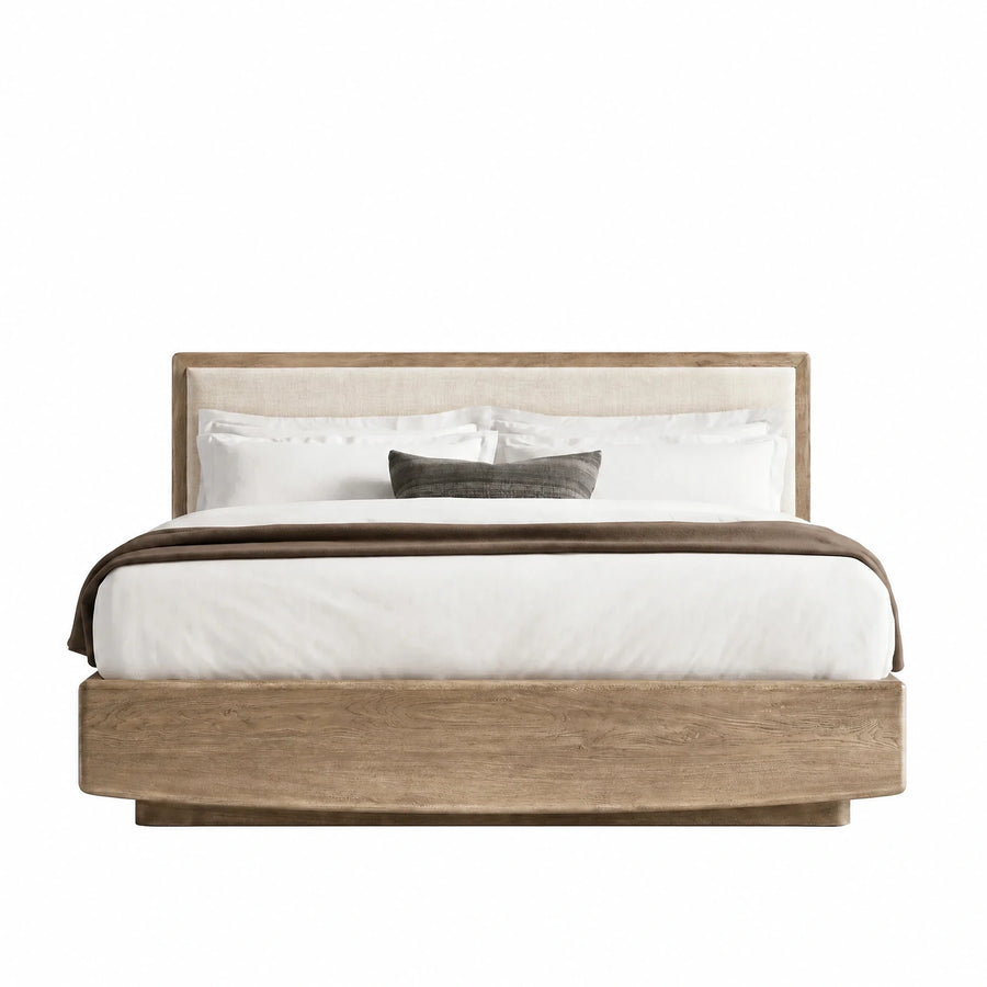 Upholstered Panel Bed with Wood Frame